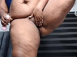 Hey fat belly ebony wife, why drip panties in standing orgasm toy masturbation?