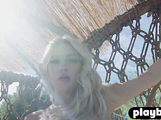 Whoa, check jazlyn ray's massive natural tits while she poses naked playboy style!