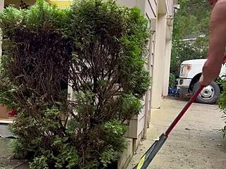 Exhibitionist flashes cock pussy ass naked in wild garden nature romp