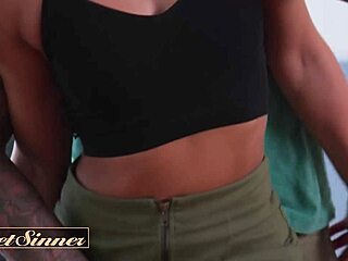 aila donovan rides quinton james cowgirl with shaved pussy creampie finish