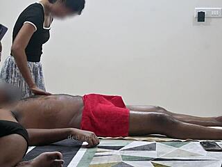 flashing my hard cock right at that sexy massage girl turns me on