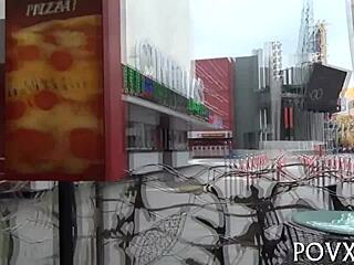 How does cute petite teen Aubrey Sky deepthroat rough fuck contest with nasty hardcore sex?