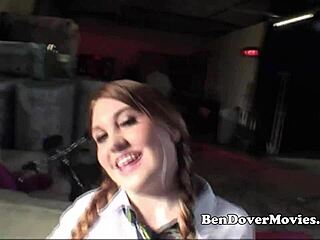 Ben DOVER BREAKS IN pigtails british teen newbie with rough rimjob threesome uniform