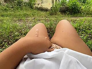 hey wanna watch this latina finger her shaved pussy in public pantyhose?