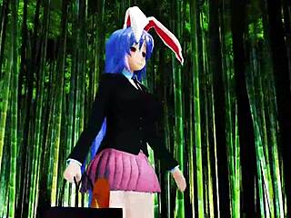 whoa reisen from mmd strokes her futanari cock big tits ass shakes wildly 💦🍑😍🔥