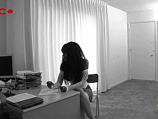 she auditions with fave porn director 😏 gets office banged by big black cock group in lingerie heels