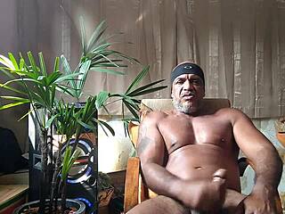 Brazillian pornstar bear strokes huge fat hairy cock tattooed armpits underwear handjob