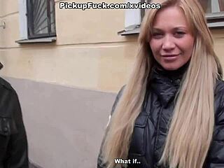 blonde pickup slut sucks cock hard on public porch