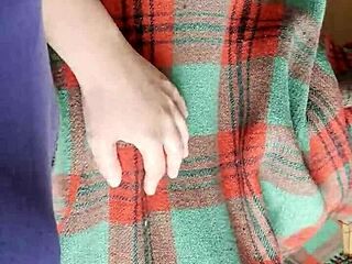 My Shy Neighbor Hides Under Blanket For Intense Cunnilingus Lick. Amateur Lesbian Boobs Orgasm In Homemade Reality