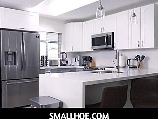 whoa tiny brunette teen freya von doom rides stepdad's huge cock 😍