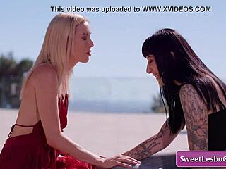 hey, you ever seen teen lesbians aiden ashley and goth charlotte kiss so horny with tongues outside?