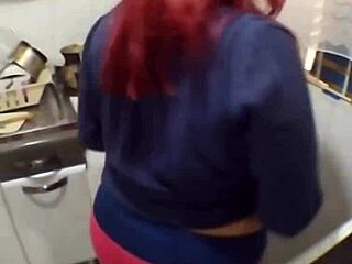 Mature BBW tempts kitchen licks