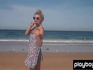 Petite sexy blonde karina marie strips naked outdoor ripping clothes to reveal shaved softcore body