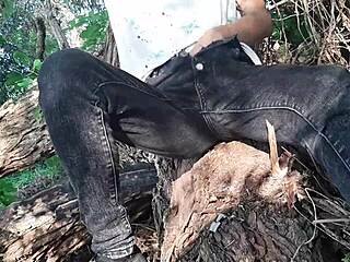 ever tried risky clit rub in forest clothes on? girls explode orgasms 🌳💦🔥