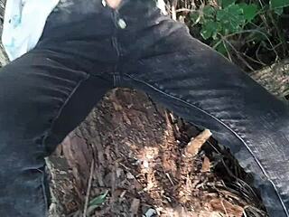 ever tried risky clit rub in forest clothes on? girls explode orgasms 🌳💦🔥