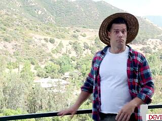 Busty Brunette Teen Craves Gardener's Deep Thrusts