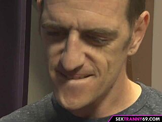 slutty trans cheerleader takes two cocks in her ass during threesome pounding