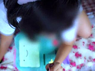 Homemade Mexican Schoolgirl Dad Surprises Bedroom TV Time Alone HD