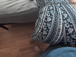 Wife bounces big ass on cock while clothed