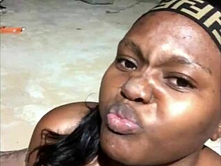 outdoor curvy ebony babe fingers fat pussy and huge tits solo homemade tease