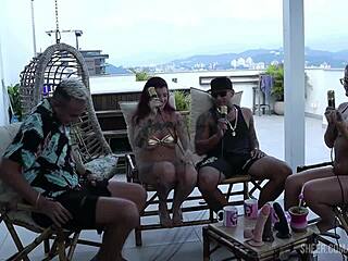 bruna carlos and matheus caetano swing with kobra cast in outdoor lingerie cuckold orgy part 1