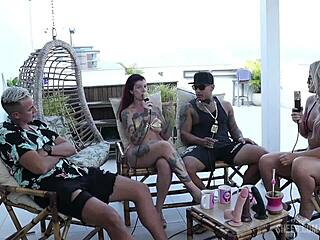 bruna carlos and matheus caetano swing with kobra cast in outdoor lingerie cuckold orgy part 1