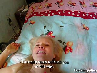 shaved teen coed jerks cock to facial cumshot orgasm