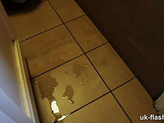 Cheeky British MILF flashes tiny tits and pussy to builders outdoors