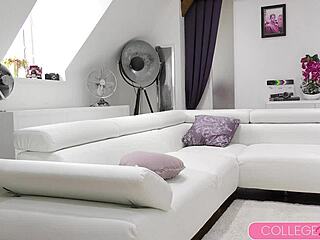 blonde schoolgirl alexia rips clothes for lingerie shoot then gets facefucked hard!