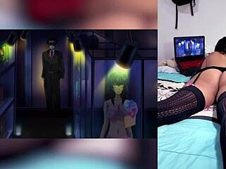 Exotic latina babe reacts to hot hentai blowjobs craving cum on big tits and ass