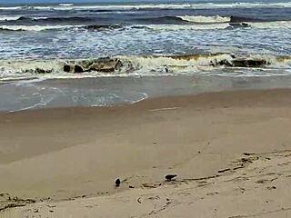 Corninho shows off wife's hairy pussy on street beach market and everywhere in public