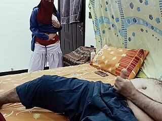 desi schoolgirl watches stepdad stroke then fucks him 😈