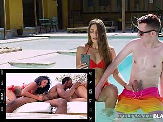 anya krey and scarlett's shaved asses stretched by first huge black cocks on beach