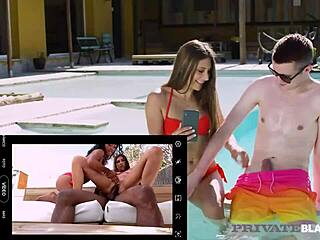 anya krey and scarlett's shaved asses stretched by first huge black cocks on beach