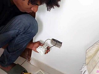 Handyman shocks with huge black cock anal creampie surprise