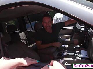 three carwasher bffs trade blowjobs and rides for quick cash in the lot