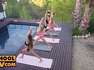 POV Horny Blonde Students Candee Licious Isabella De Laa Ride Cowgirl Hardcore!