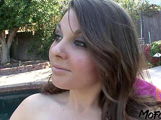 Brunette Amateur Craves Stepdad's Rough Anal Fuck Behind the Scenes