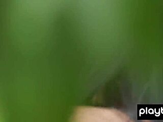 Petite Asian Katana strips naked outdoors flashing shaved exotic pussy!