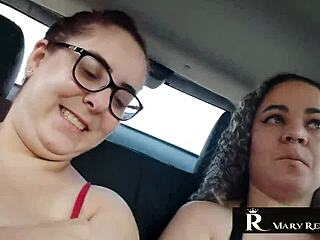 Chat goes wild in car with sexy redhead latina Natasha Sub flashing tits?