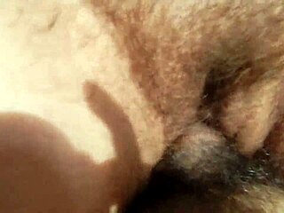 Hairy mature spreads legs wide riding thick beaver on chubby milf pussy