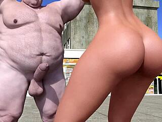 Sexy prostitute emma dances boobs out before public outdoor pounding