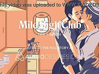 Flight attendant's dripping wet pussy licked risky by desperate lesbian mid-flight