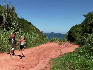 hey check out this hot french blonde teen slut getting her wet pussy and ass devoured in outdoor mmf threesome!