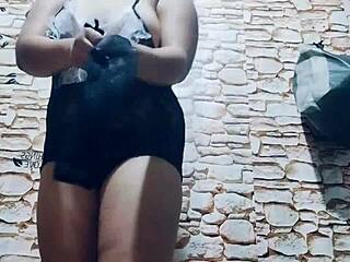 teasing my wet pussy and feet on this thick dildo in lingerie 😏👣🍆