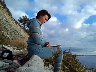 sofi bound tied up against sea reads book pov bondage!