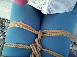 sofi bound tied up against sea reads book pov bondage!