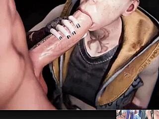 trashy 18+ teen teases anal beads deepthroats cock fucks bald pussy