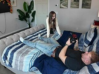 Behind scenes busty blonde breezy bri rides cock pov teasing wet pussy