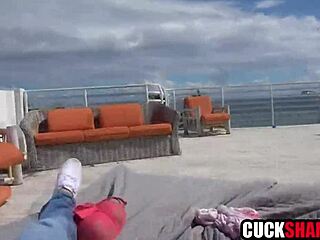 Ebony wife rides white cock for cuckold husband